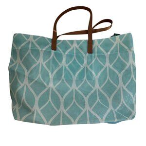 turquoise leaf lightweight tote bag leather straps